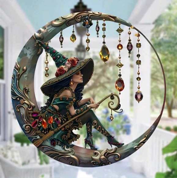 Enamel printed witch cottage core sun catcher dial gemstone hat women's decor - Picture 2 of 7